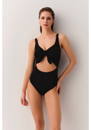 Suwen Ön Bağcıklı Toparlayıcı Mayo Sbn25740012 Siyah