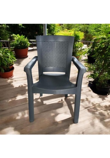 Napoli Kalın Bacaklı Kollu Sandalye Koltuk Antrasit Antrasit