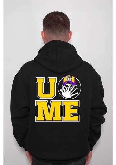 Baskwear Never Give Up John Cena Sweatshirt Unisex Kapüşonlu Hoodie SIYAH