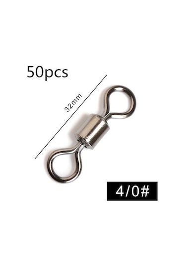 50 Adet/grup Döner Bilyalı Rulman Balıkçılık Döner Katı Döner Güvenlik Yapış Halka Döner Sazan Balıkçılık Aksesuarları 4/0 -50pcs