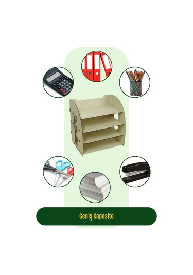 Masa Düzenleyici Organizer Evrak Rafı Masaüstü Organizer Model 6 - Açık Meşe