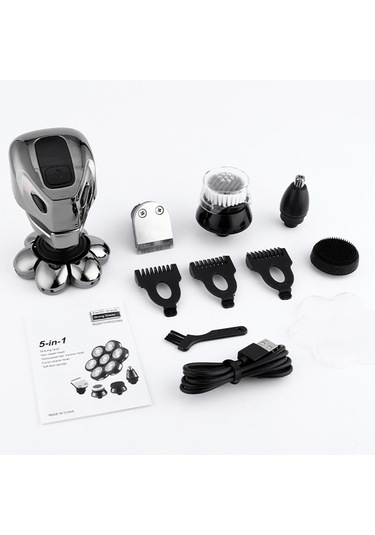 Gajeena "5'li Fonksiyonlu Erkek Tıraş Makinesi - Sakal, Saç, Burun Kılı, Masaj Ve Temizlik İçin Usb Şarjlı"