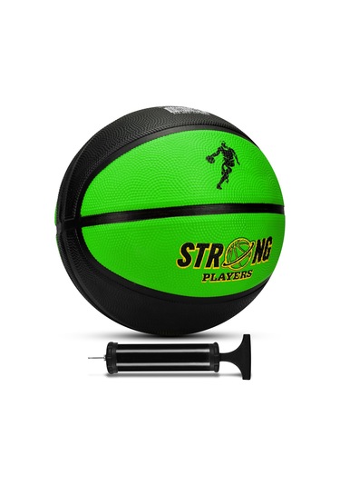 Telvesse Strong Basketbol Topu Pompalı Full Kauçuk Dayanıklı Deep Channel Kabartma No:7 B12 Yeşil