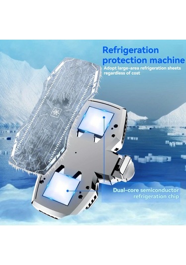 Xuweiwei Metalik Gümüş Yeni Nesil Mobil Telefon Soğutucu Canlı Yayın Standı Desteği Led Işık Dijital Sıcaklık Kontrolü Hava Soğutmalı Tablet Soğutma