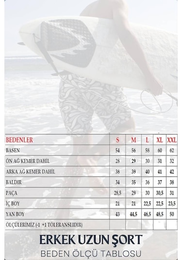 Uzun Boy Model Su İtici Özellikli Dijital Baskılı Erkek Plaj Deniz Şort Mayo 001