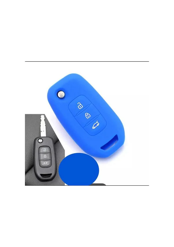 Megane 4 Joy - Clio 5 Ve Koleos Silikon Anahtar Koruma Kılıfı Mavi
