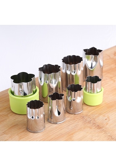 Cbtx 8'li Paslanmaz Çelik Meyve Sebze Kesme Kalıpları Kelebek Yama Kabartmalı Gri