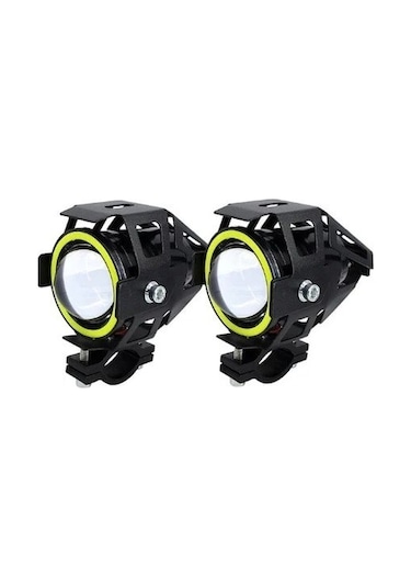 U7 Motosiklet Sis Far Led Mercekli Angel Led 2 Adet 3 Modlu