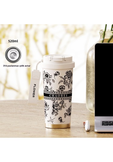 Kahve Fincanı Seramik Astar Hafif Lüks Yüksek Değerli İns Kızlar Taşınabilir 316 Paslanmaz Çelik Araba Termos Bardaklar Toptan 358 Çift İçme Paslanmaz Çelik Gül Siyah