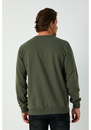 MMetalic Erkek Basic Bisiklet Yaka Haki Sweatshirt 001