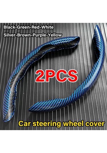 2025 Yeni Lüks Parlak Karbon Fiber Doku Araba Direksiyon Kapağı, Kaymayan, 2pcs Black Siyah