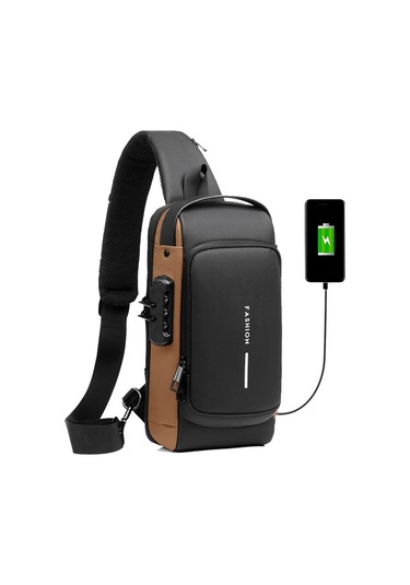Maiyame "erkek Bisiklet Çantası - Usb Şarj Portlu, Kilitli Fermuarlı, Çok Amaçlı Sırt Çantası" Siyah - Kahverengi