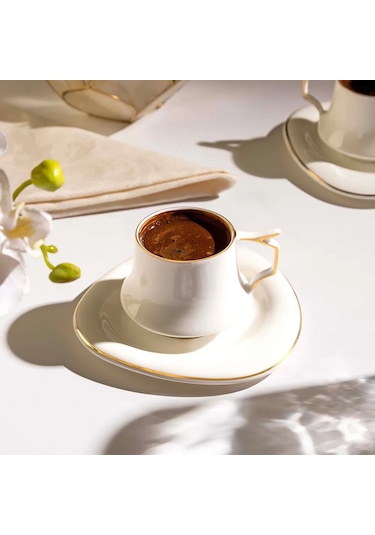 Nehir Angela 6 Kişilik 12 Parça Porselen Kahve Fincan Takımı