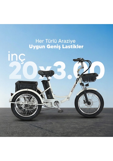 Stradacycles E-VIBE Hidrolik Disk Üç Tekerlekli Elektrikli Bisiklet