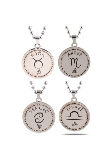 12 Burç Bayan Erkek Çelik Kolye Top Zincir Ckl0Burclar-Gms Çelik