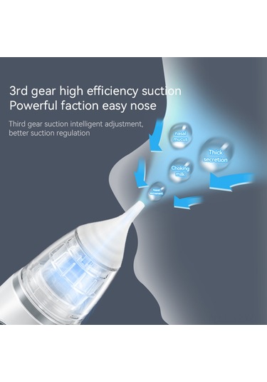 Yaozixa Bebek Elektrikli Burun Emici, 3 Seviye Süçme, 65kpa Maksimum G吸力, 58db Sessiz Çalışma, 10 Müzik, Renkli Işık, Dahili Pil, Depolama Kutusu, 3 Silikon Uç