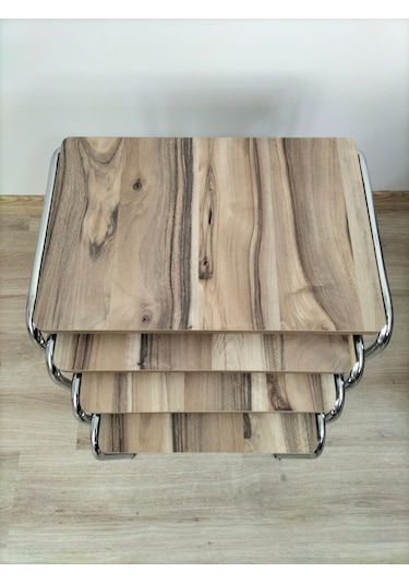 Evko Mobilya Buket Sehpa, 4'lü Zigon Sehpa, Dörtlü, Krom-aceviz