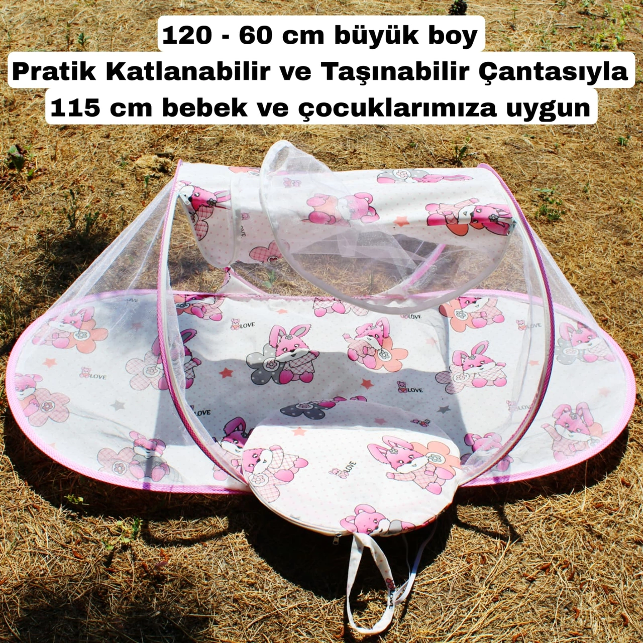 Katlanabilir Bebek Cibinlik Çantalı Bebek Tül Sineklik Haşere Koruyucu Bebek Gölgelik 120-60 CM