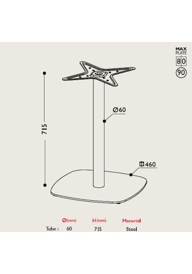 Gürçayhırdavat Tablalı Masa Ayağı 11.221 - Taban Çapı 46Cm Siyah