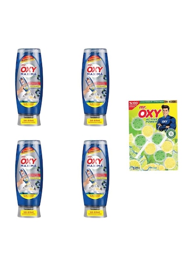 Mr. Oxy Maxima Elde Yıkama Bulaşık Deterjanı Yaban Mersini Kokulu 650 Ml 4 Adet Wc Blok Hediyeli