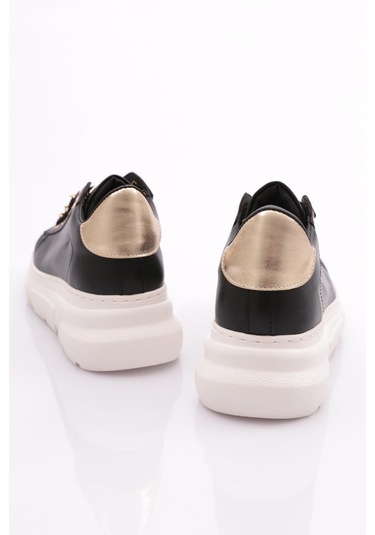 Dgn Es864 Kadin Kalin Kristal Taşli Sneakers Ayakkabi ES864-2007-R12593 Siyah - Beyaz
