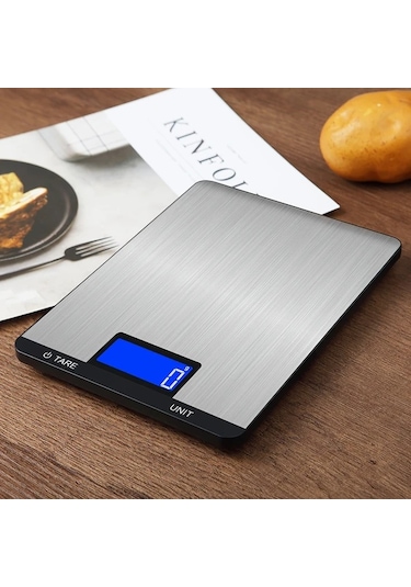 Xuweiwei 1 Adet Paslanmaz Çelik Gümüş Rengi Mutfak Terazisi Hassas Gram Ölçüm Gümüşi