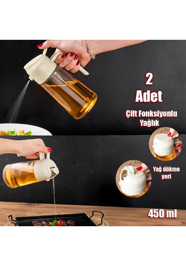 Porsima Alk-3154 2 Li Çok Amaçlı Cam Sprey Şişe Yağlık Yağdanlık