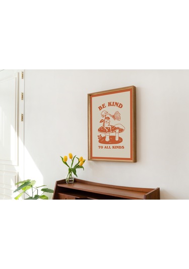 Nazik Olun Duvar, Mantar Dekoru, Sevimli Kurbağa