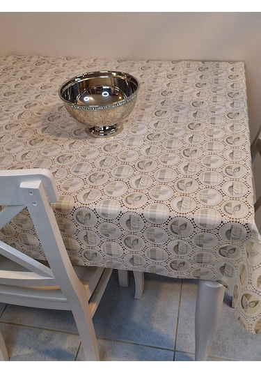 İthal Silinebilir Masa Örtüsü Kaymaz Tabanlı Pvc Muşamba Bej