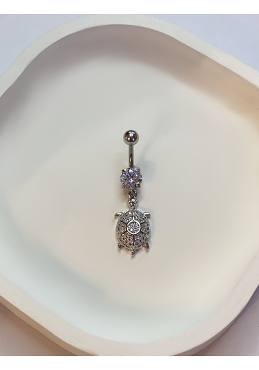 Kadın Kaplumbağa Model Çelik Piercing Gümüş