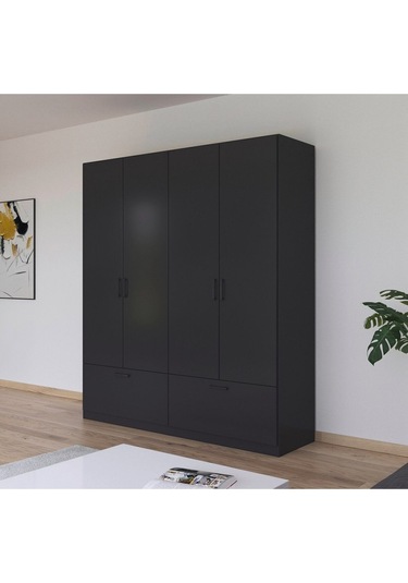 Alev Giyinme Dolabı - Çok Amaçlı Dolap - Gardırop 180 Cm-4 Kapaklı-2 Çekmeceli