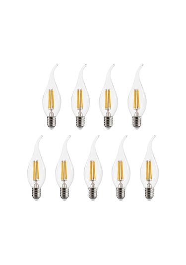 9'lu Paket E14 Armatürlü 4w Led Mum Ampulü 2700k Isık Tonu 220v Cam Gövde Transparan