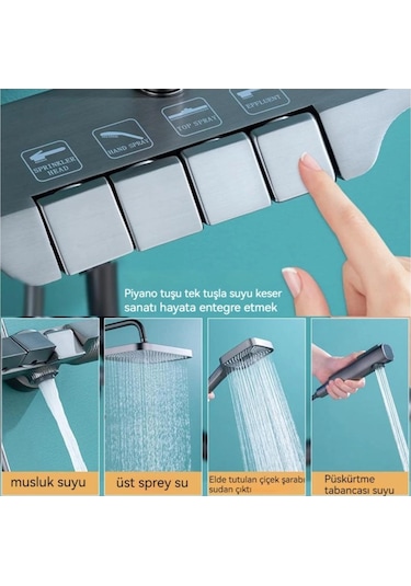 Fleko Piano C Plus Uzun Duş Sistemi Siyah