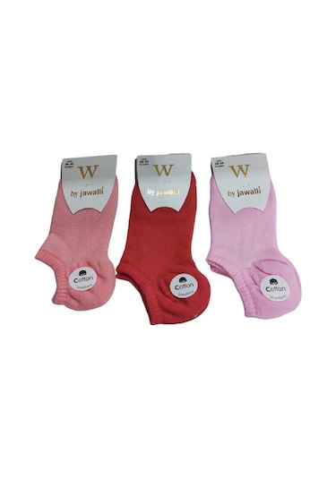 3'lü Pamuklu Kadın Patik Çorap-kırmızı Kırmızı