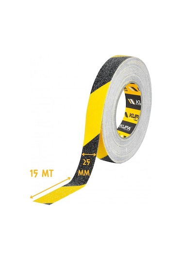 Kupa Kaydırmaz Bant Sarı-siyah Merdiven Zımparası - 25 Mm X 15 Mt