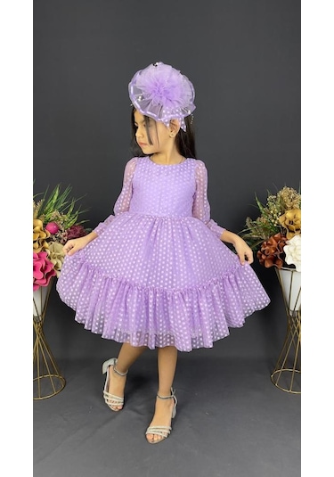 Mnk Baby & Kids Katkat Prenses Dantel Tokalı Kız Çocuk Elbise Lila