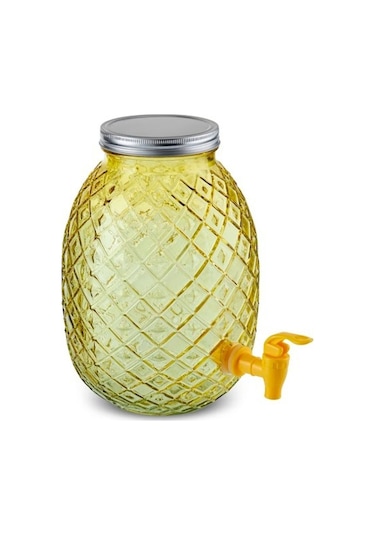 Karaca Melon Musluklu Kapaklı Cam Sebil Damacana Sarı 4650 ml