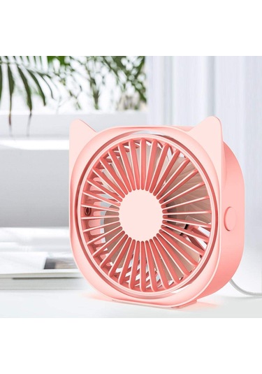 Mini Fan Usb Fan Ev Ofisi Desktop 3 Hızlı Elektrik Fan, Pembe