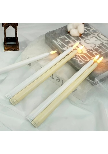 Willowhaven 6 Adet Beyaz Led Flamalı Pil İle Çalışan Dekoratif Mum - Yemek Masası, Parti, Düğün Beyaz