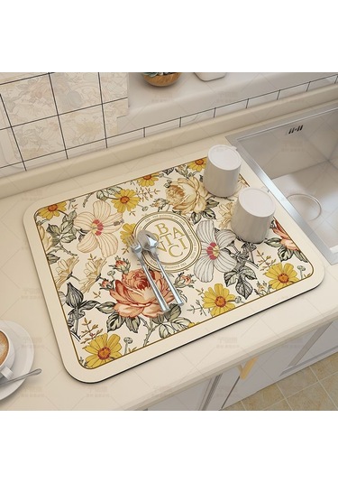 Yuntech01 Siyah Gümüşev Kireçtaşı Mutfak Lavabo Su Emici Mat - Isı Yalıtımı, Anti Kayma, 50x80 Cm - Kahve Makinesi, Masaüstü Koruması