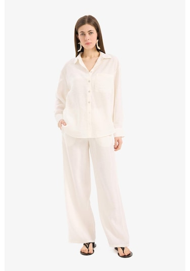 Defacto Regular Fit Esnek Belli Plaj Pantolonu-fall İn Love E1172ax25smwt16 Beyaz