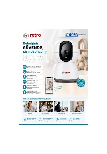 Retro Rt-c6c Ip Uzaktan İzleme Gece Görüşlü Sesli Bebek Kamerası
