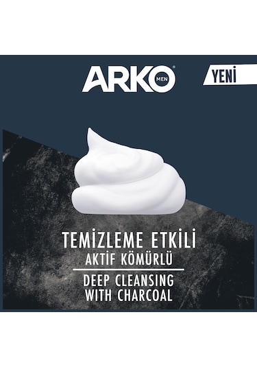 Arko Men Temizleme Etkili Aktif Kömürlü Tıraş Köpüğü Black 4x200 Ml