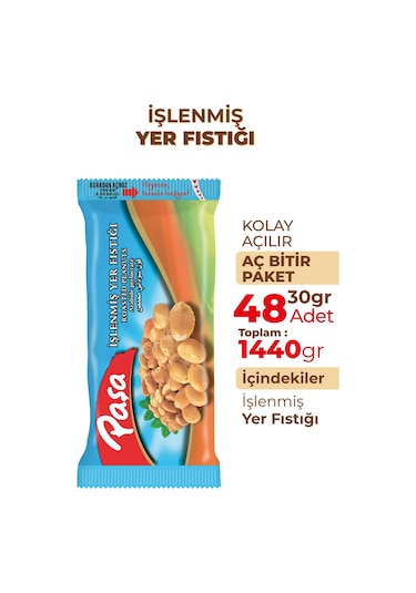 Paşa Kuruyemiş İşlenmiş Yer Fıstığı 48 x 30 G