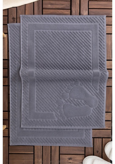 Leoline %100 Pamuk Premium 2'li Ayak Havlusu - Antrasit Antrasit