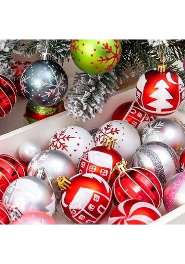 Pazly Yeşil 40 Adet Noel Topu Ağacı Süsü, Yıldızlı Kolye, Hediye Kutusu, Ev Dekoru Yeşil