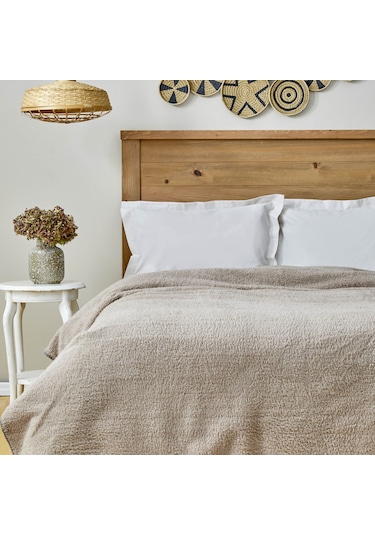 Karaca Home Faye Bej Çift Kişilik Sherpa Battaniye Bej