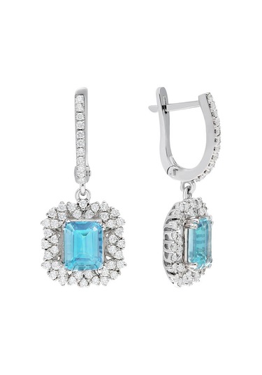 Sirius Pırlanta Ve Oktagon Kesim Akuamarin Küpe  0823E0039