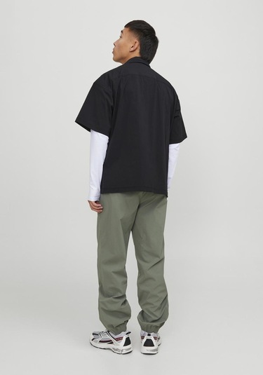 Jack & Jones Erkek Göğüs Cepli Oversized Gömlek - Altitude 12251280 Black Gri