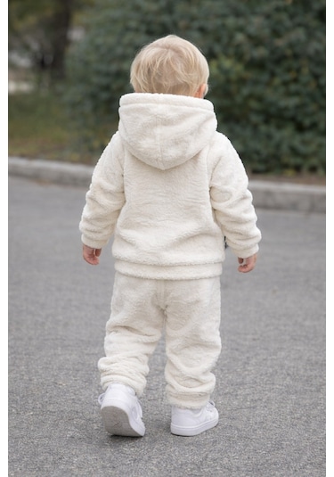 Aden Kids Bebek Çoçuk Peluş Alt Üst Takım Beyaz